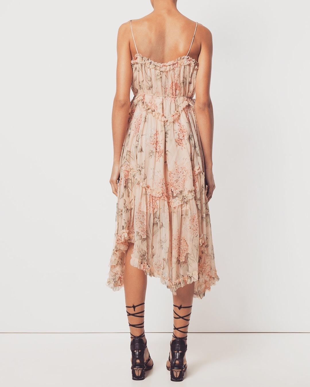 Zimmermann Asymmetric pink floral print dress size 6 The Volte