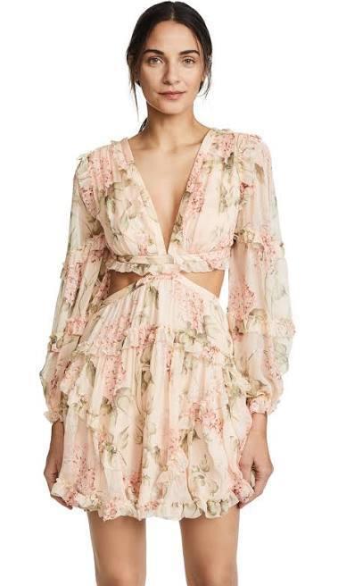 Zimmermann Prima Floating Cut Out Pink Dress Size 8 The