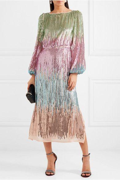 rixo rainbow sequin dress