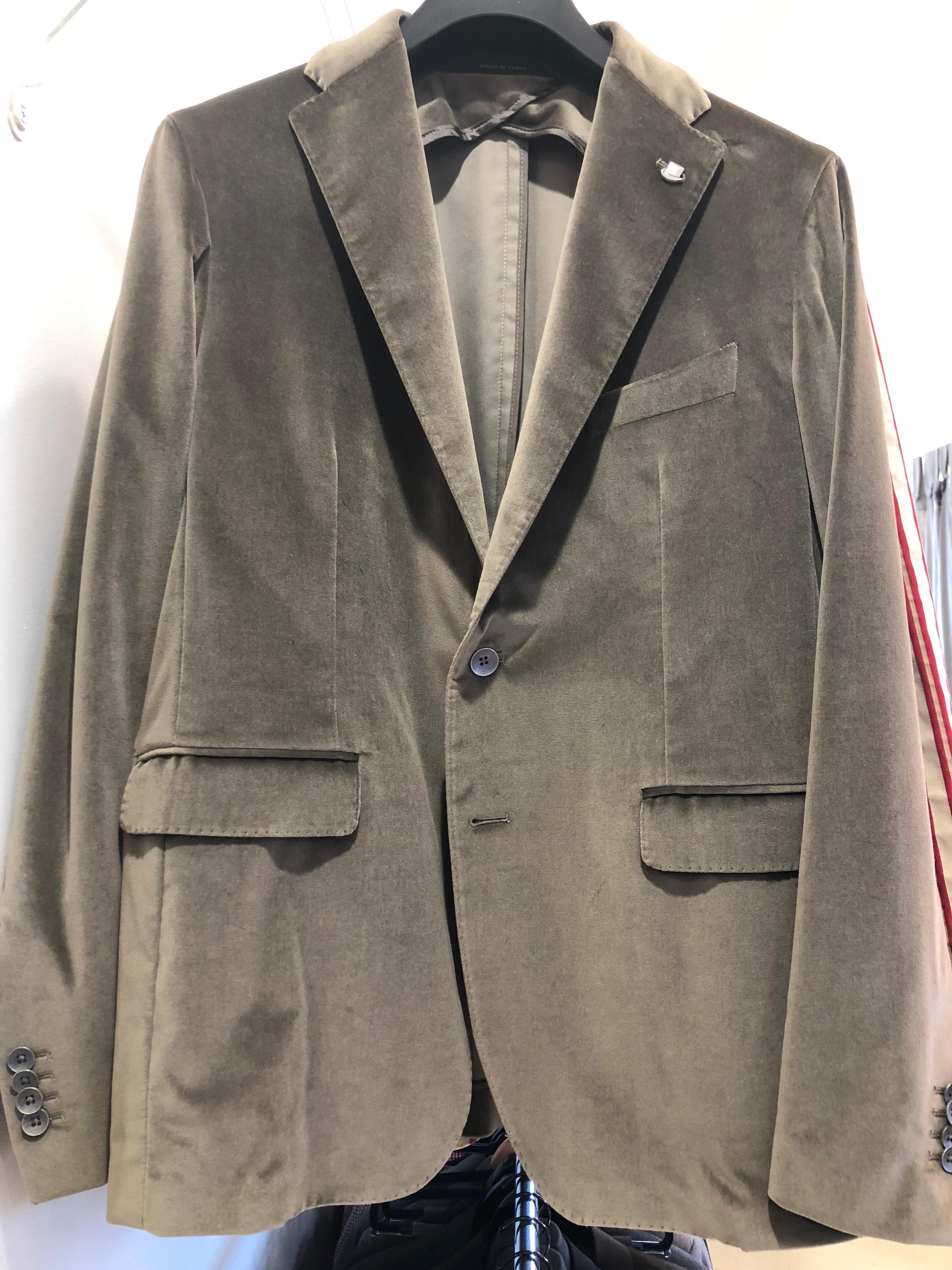 Mens Blazer Hire Olive Velvet with Pants Size S, M, L & XL The Volte