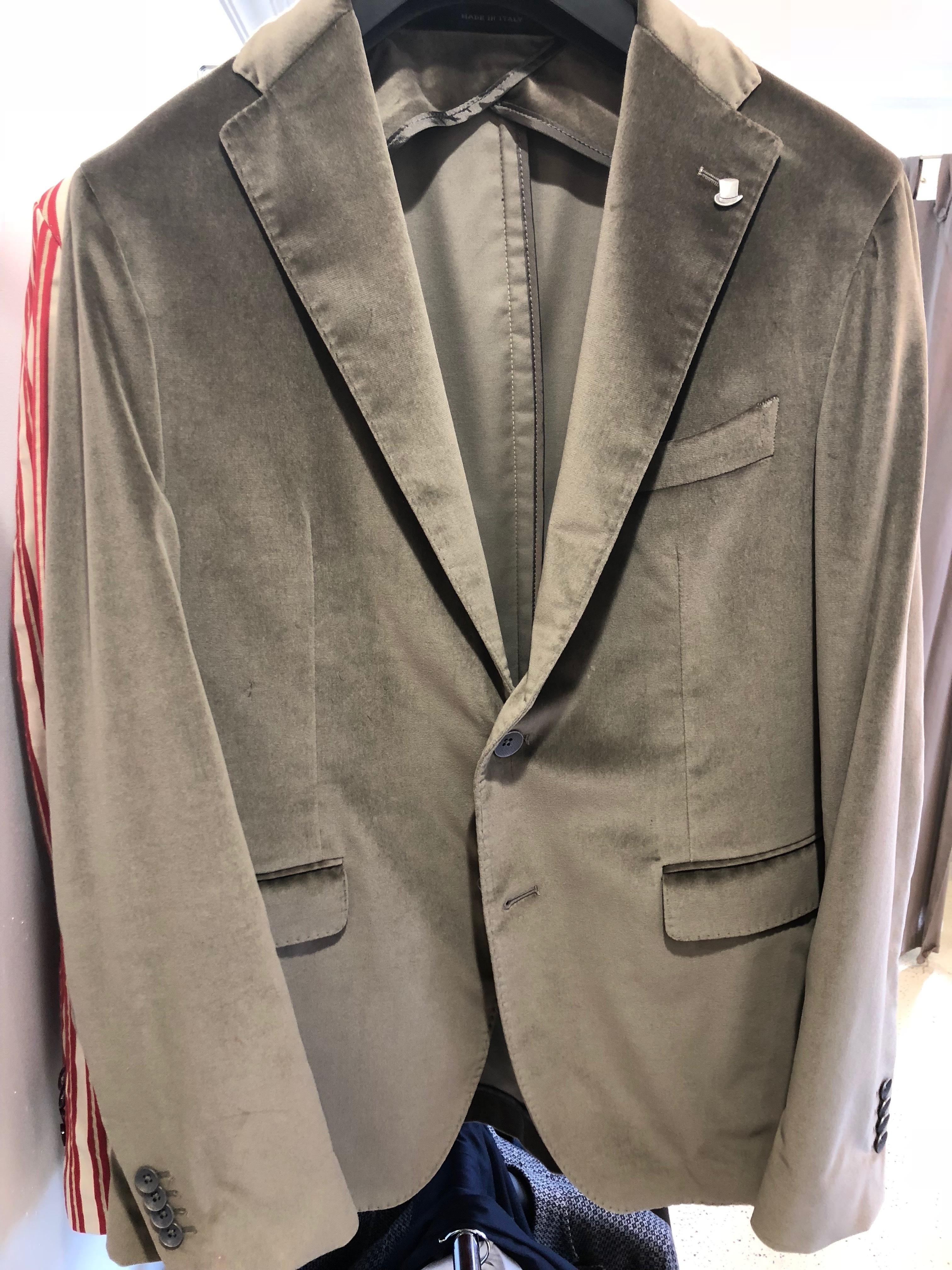 Mens Blazer Hire Olive Velvet with Pants Size S, M, L & XL The Volte