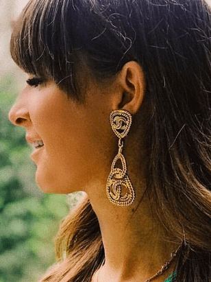 chanel earrings gold drop closet