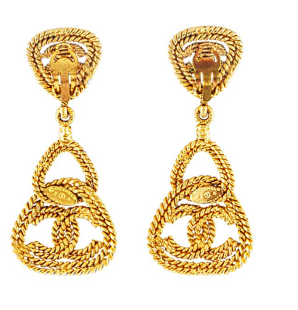 chanel earrings drop gold closet