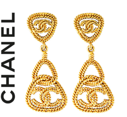 chanel earrings drop gold closet