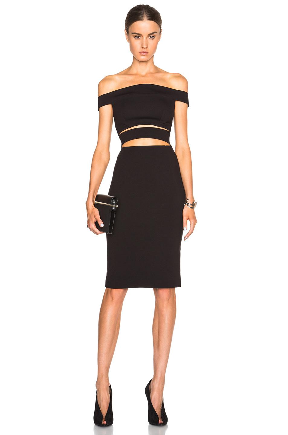 NICHOLAS THE LABEL // PONTI OFF SHOULDER STRAP DRESS The Volte