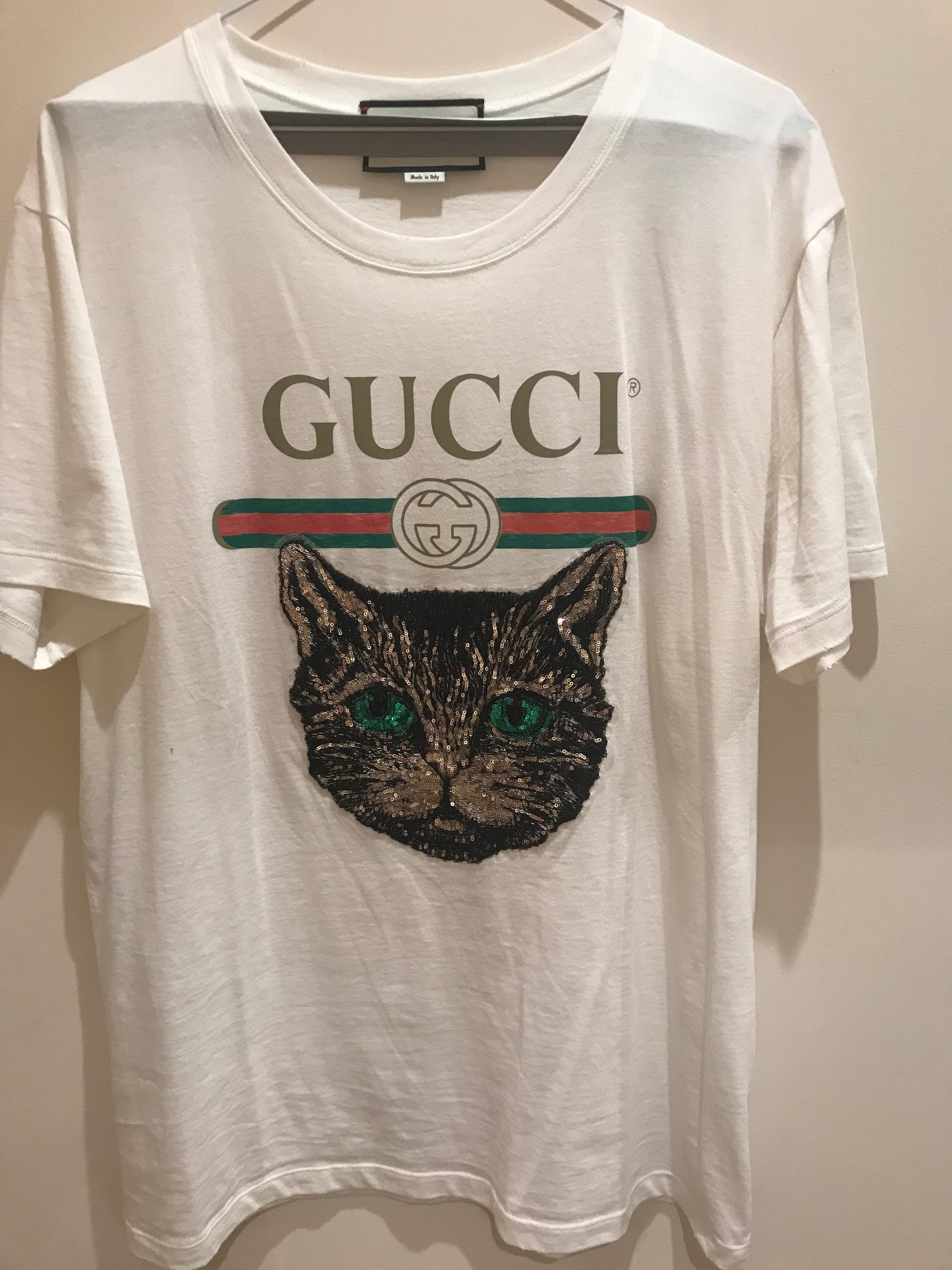 Gucci logo T-Shirt Mystic Cat Sequin Size12 | The Volte