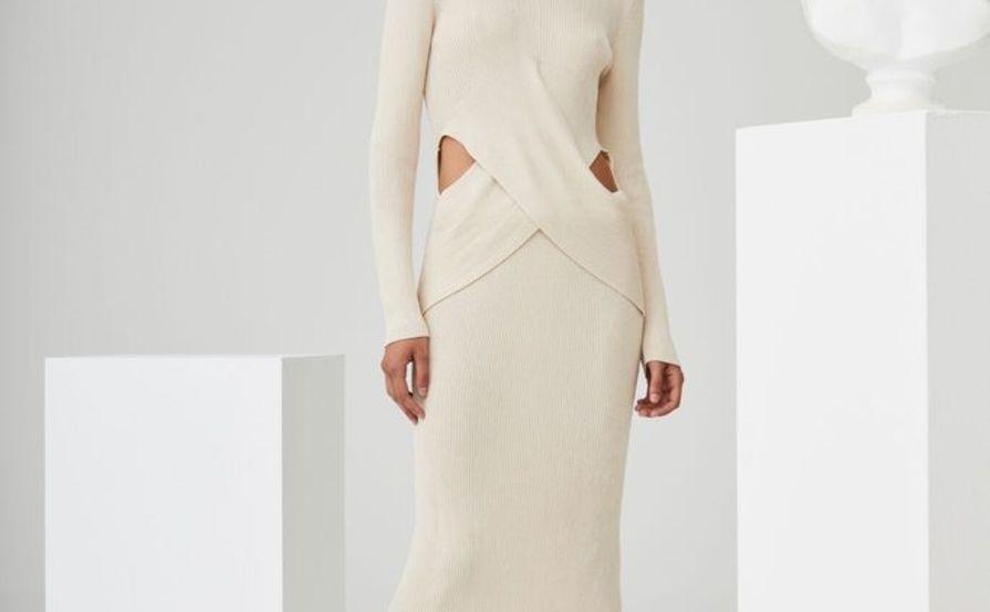 sir the label celena draped midi dress