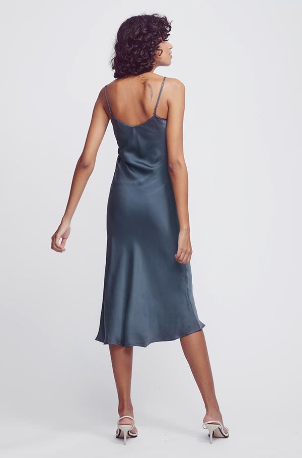 Silk Laundry 90's Silk Slip Dress Smoke The Volte