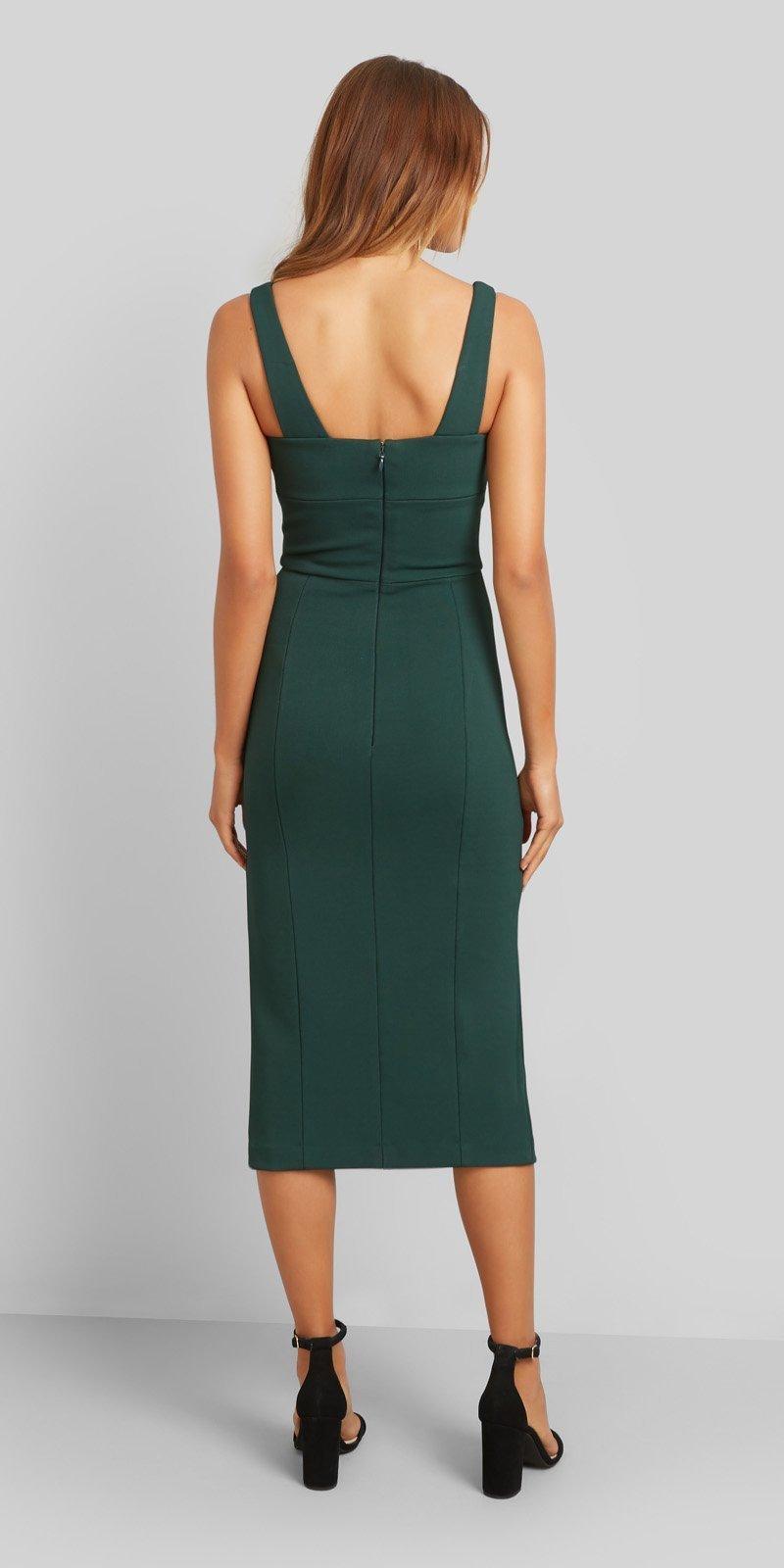 Kookai Martina Midi Dress In Pine Grove Green Size 10 The Volte