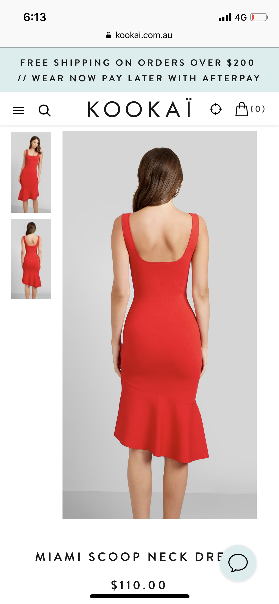 Kookai Miami Scoop Neck Dress size 8 The Volte