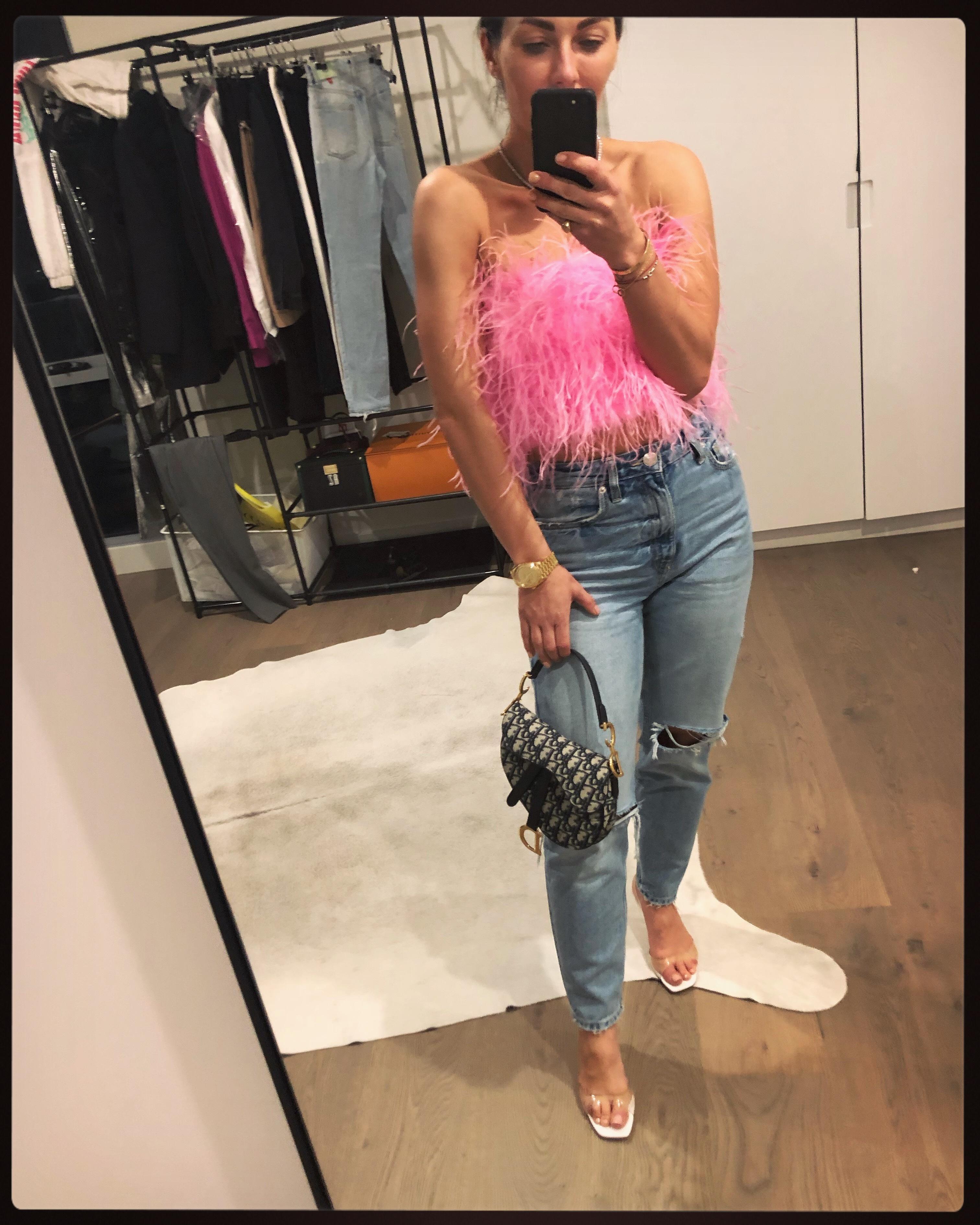 feather bustier top