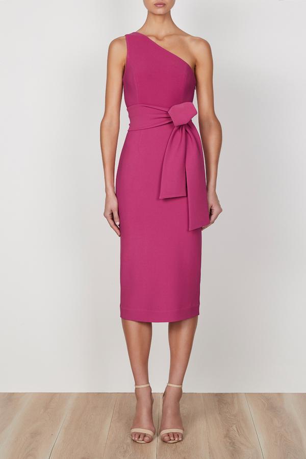 fuschia midi dress