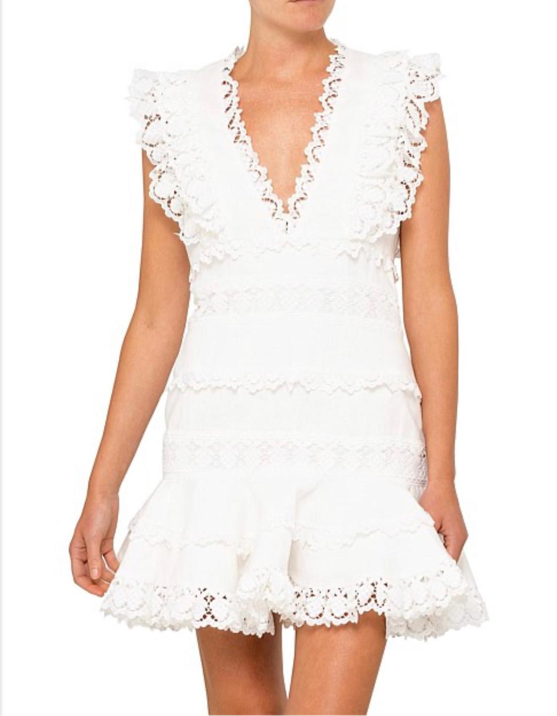 Zimmermann Wayfarer Flutter Dress White Size 6 The Volte