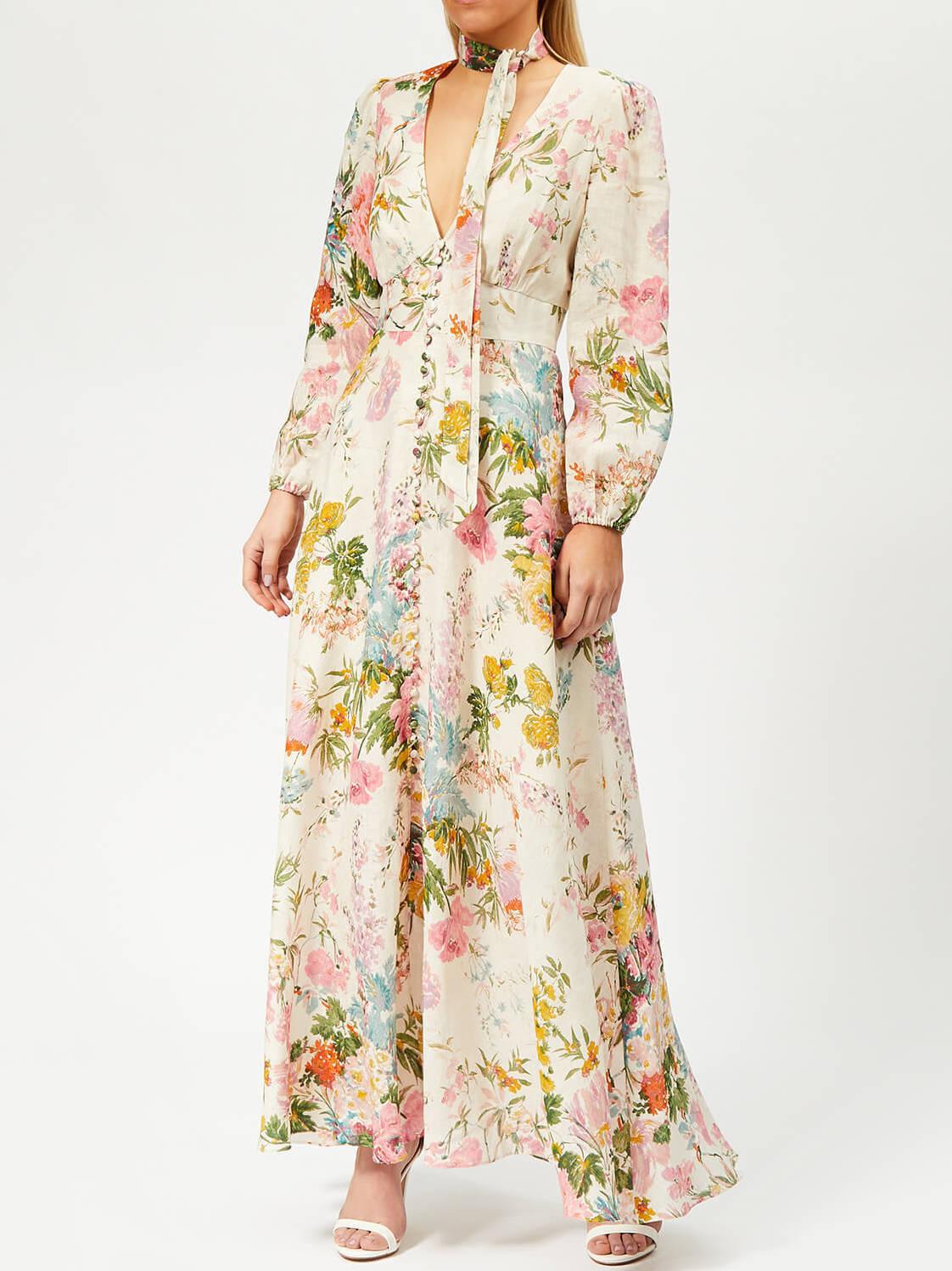 heathers plunge long dress