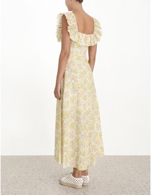 Zimmermann Goldie Ruffle Neck Long Dress Size 0 The Volte