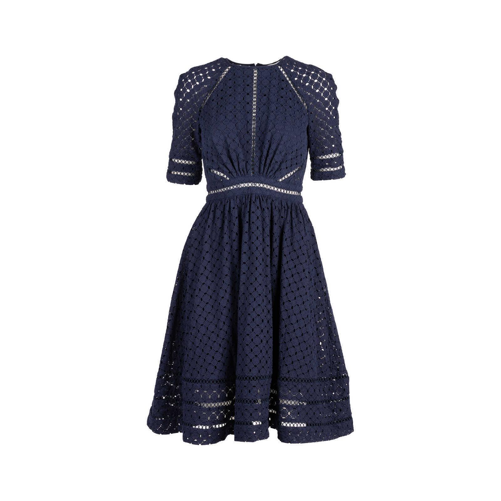 Zimmermann Crochet Midi Dress in Navy (Size 0/ AUS 8) | The Volte