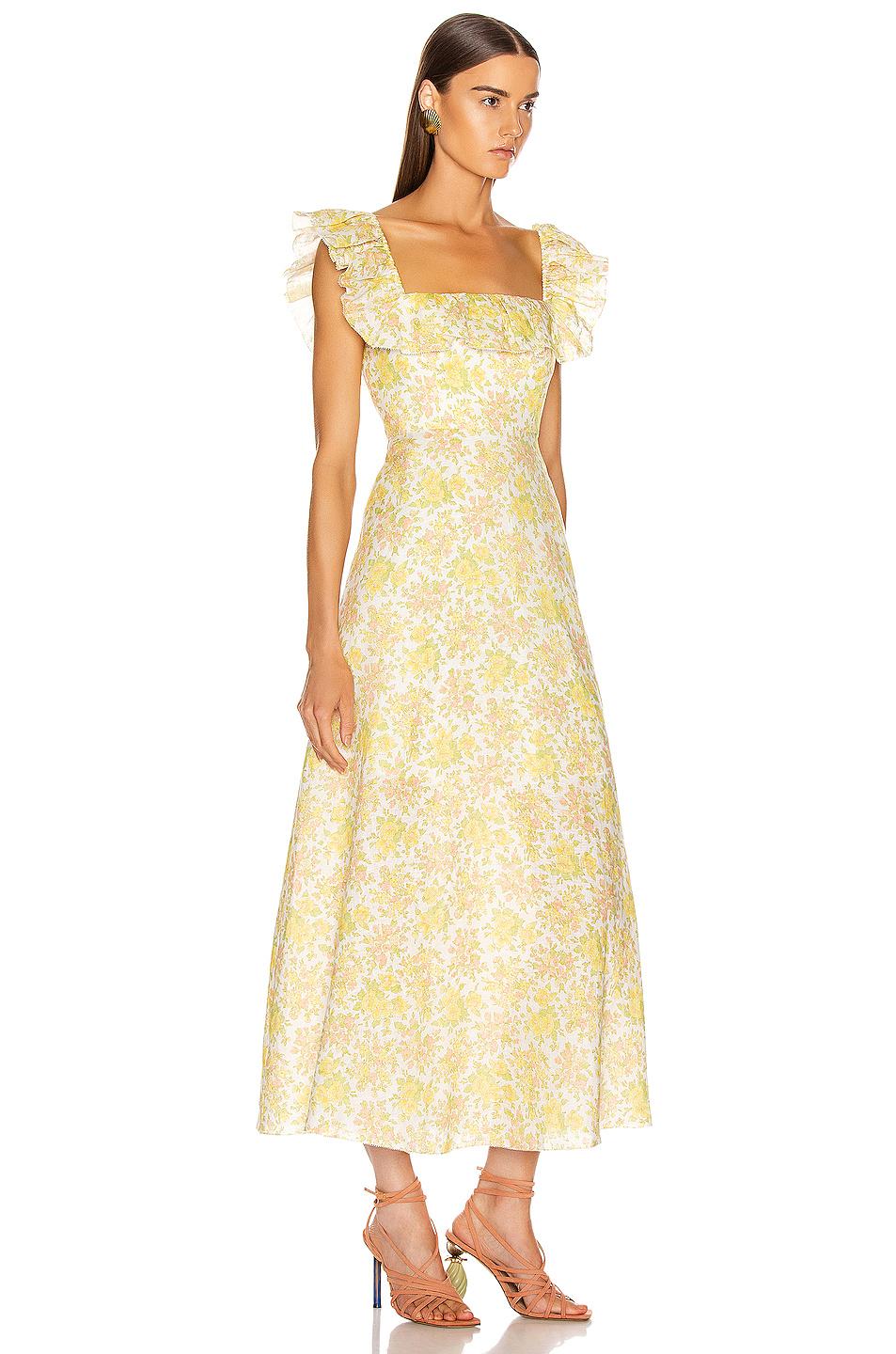 Zimmermann Goldie Ruffle Neck Dress Yellow Size 10 The Volte