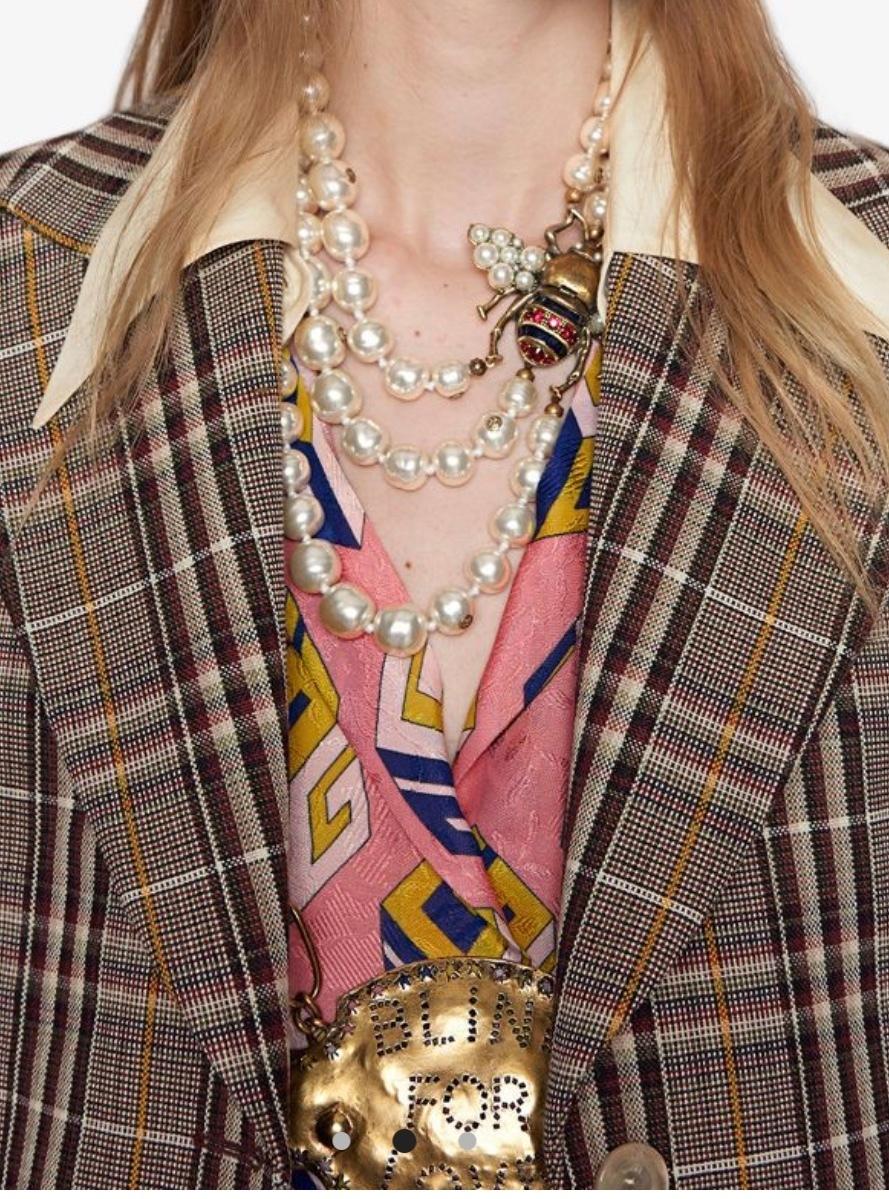 Gucci bee necklace silver Clearance