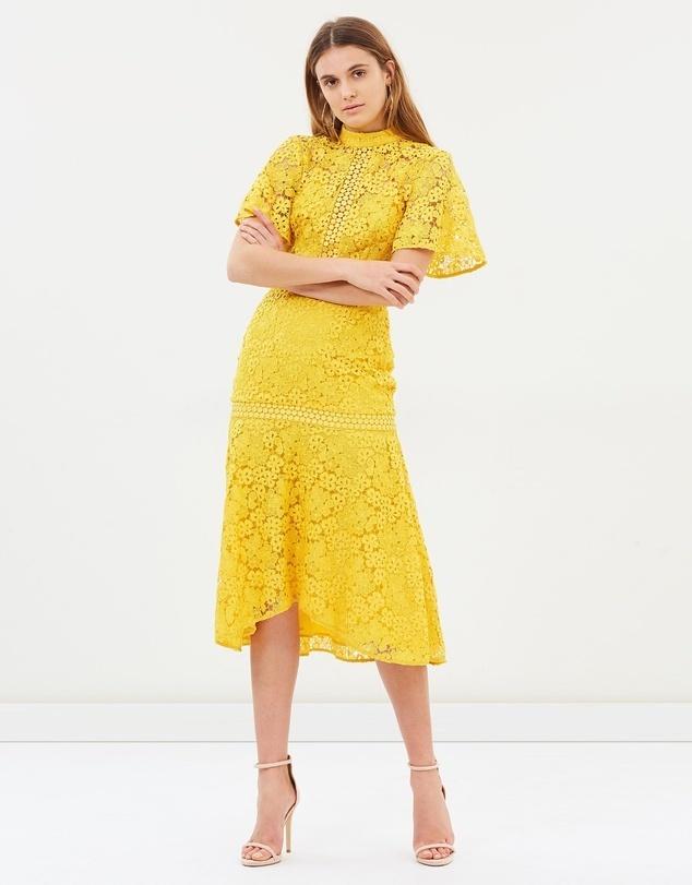 keepsake the label utopia lace midi dress