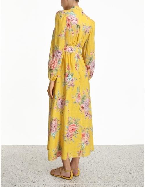 Zimmermann Zinnia Button Down Long Dress yellow size 10 The Volte