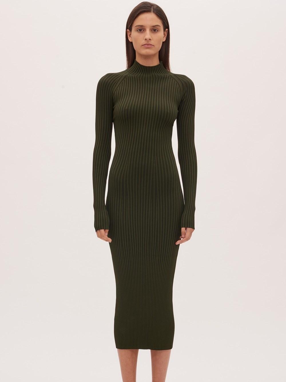 Dion Lee Stripe Rib Twist Dress Green Size 10 The Volte