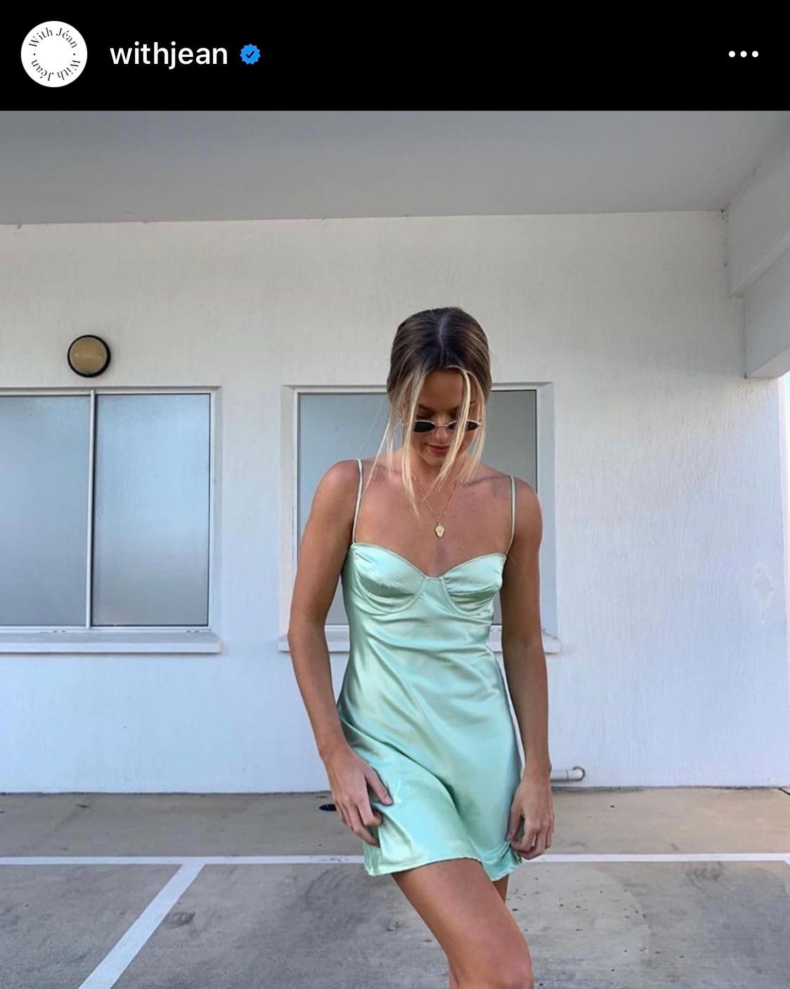 with jean green dress