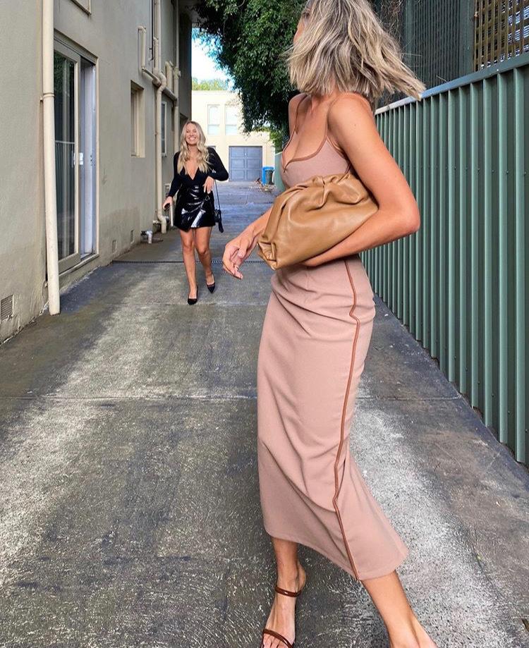 Paris heart dress in toffee sz S The Volte