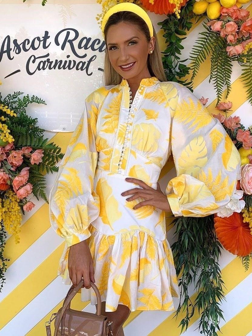 acler bastia dress in golden leaves