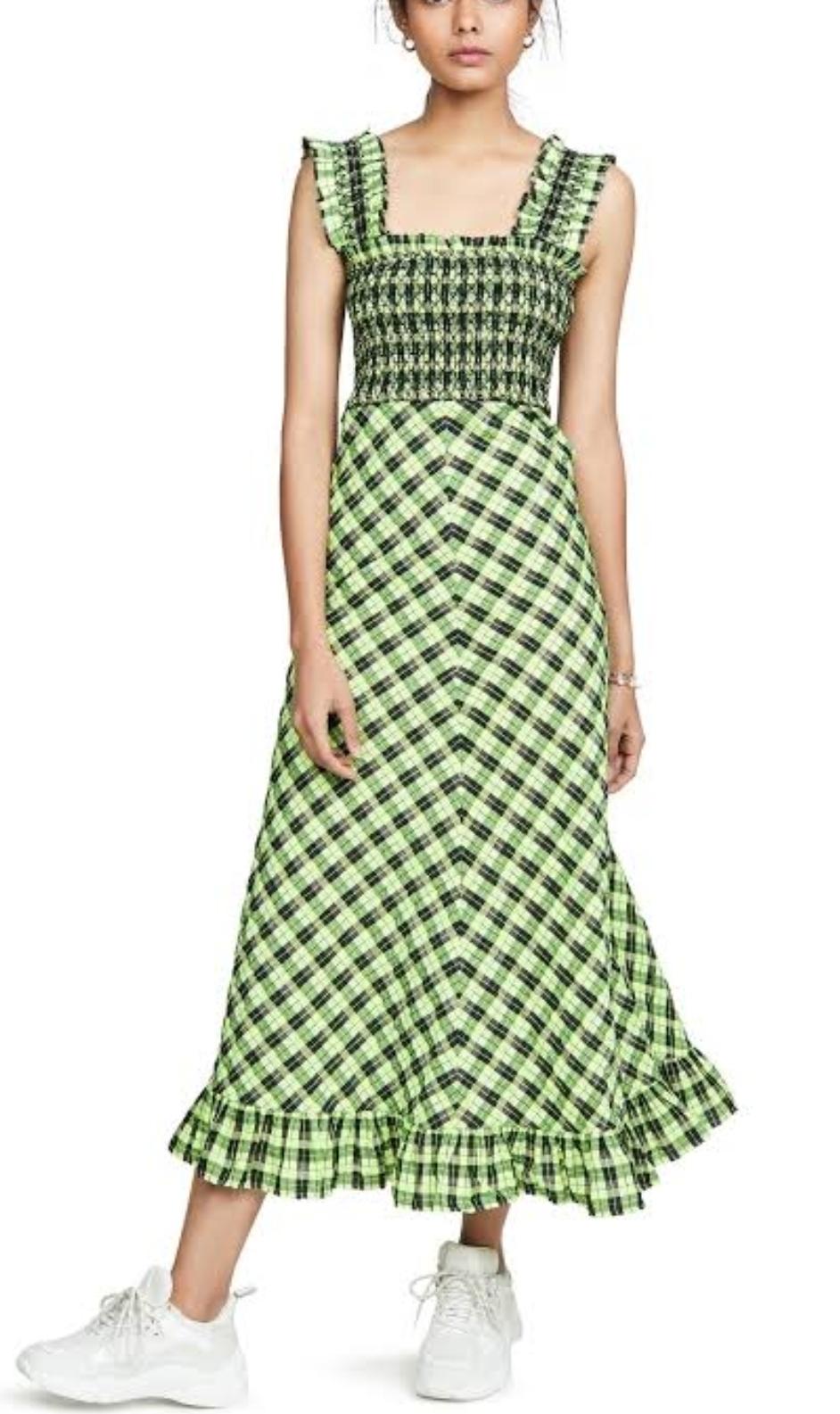 Ganni checked midi dress Clearance