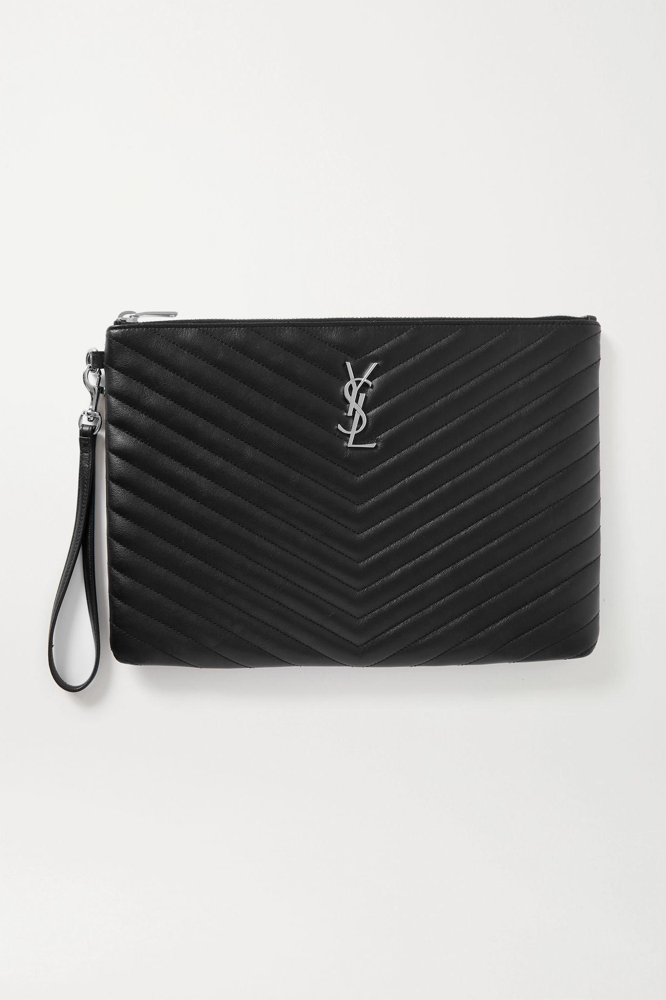 monogram quilted leather pouch