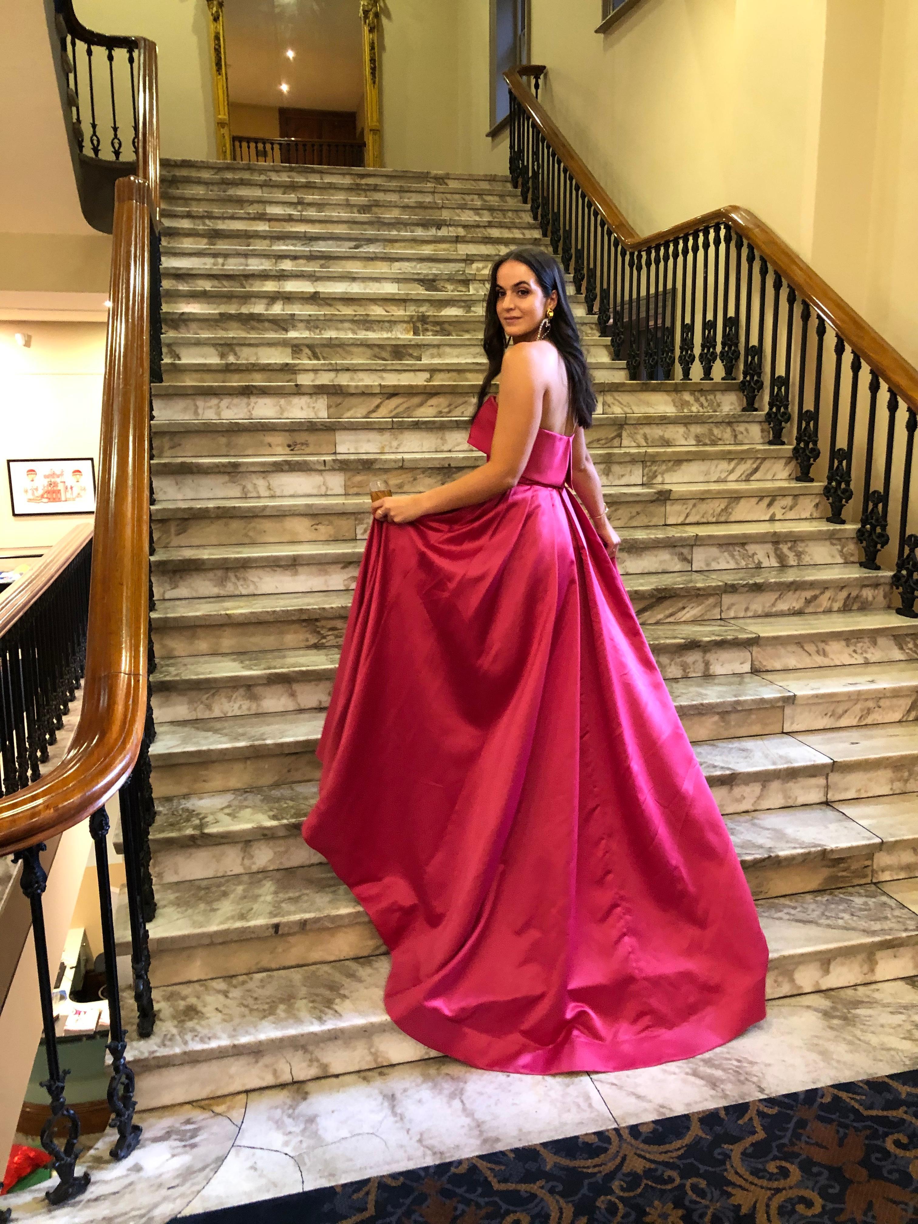 PINK BLACK TIE STRAPLESS GOWN The Volte