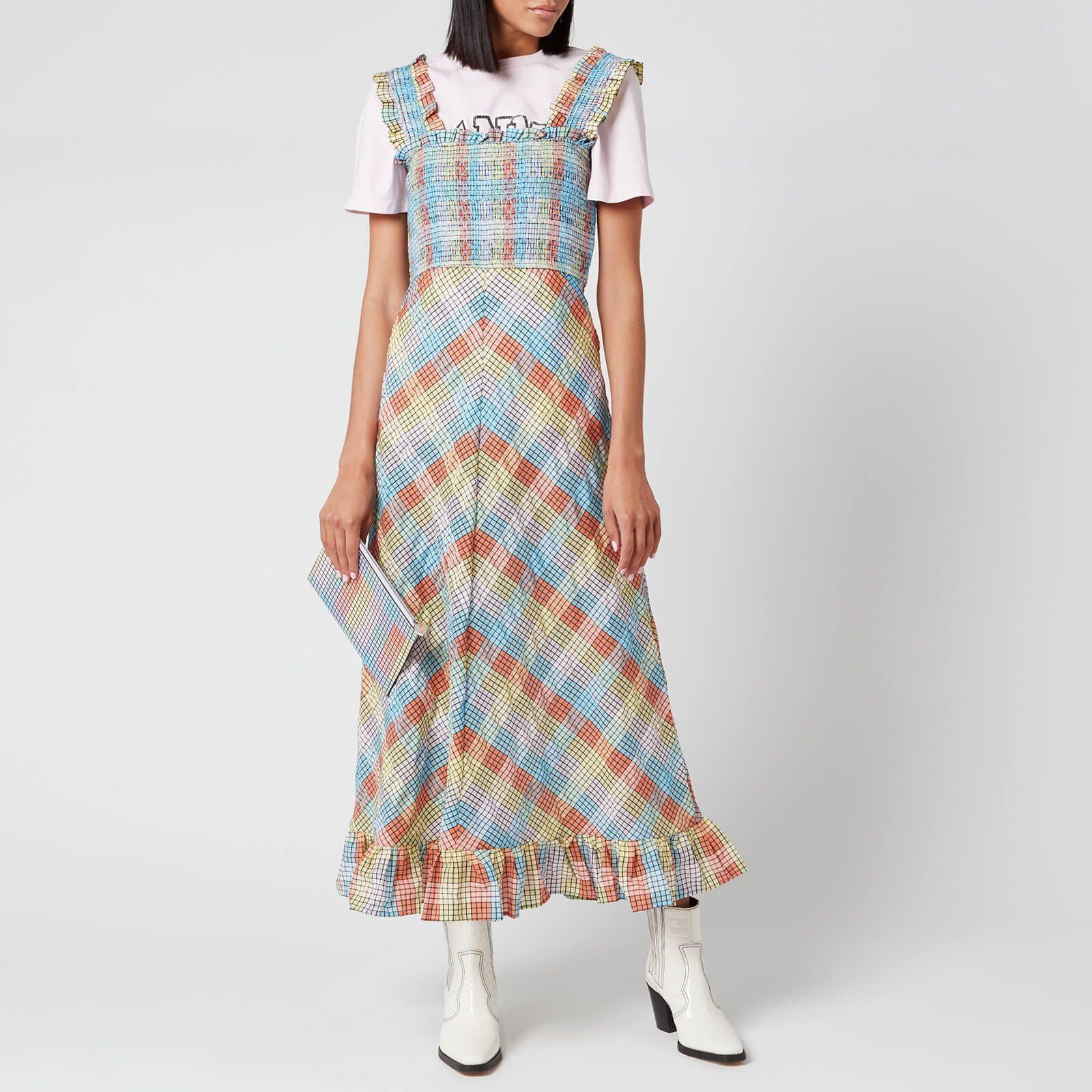 ganni seersucker dress stripe