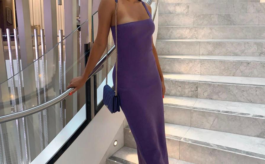 adalane asym knit midi dress