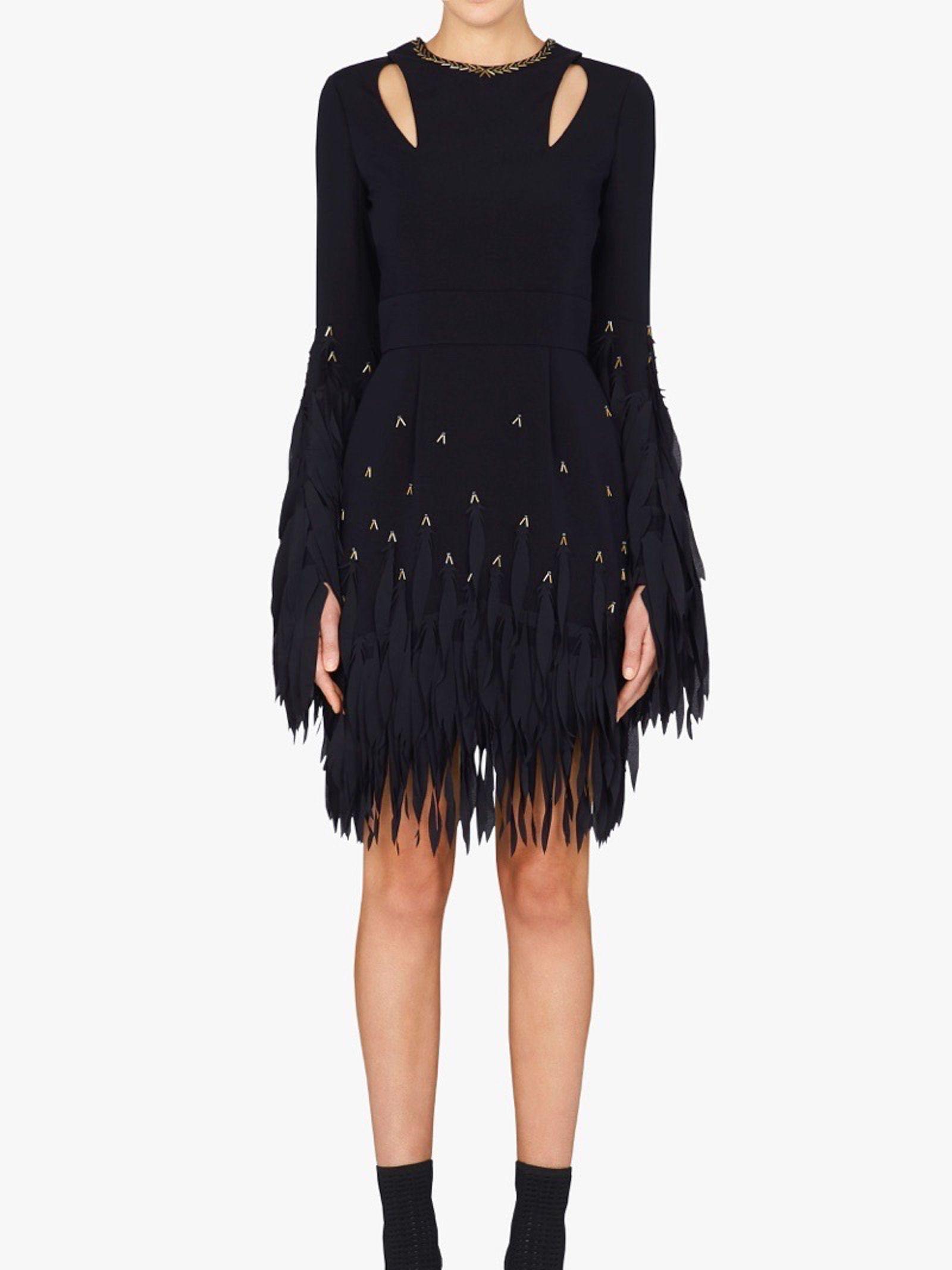Sass & Bide Delicate Sparkle Silk Fringe Mini Dress Navy Blue Size 6