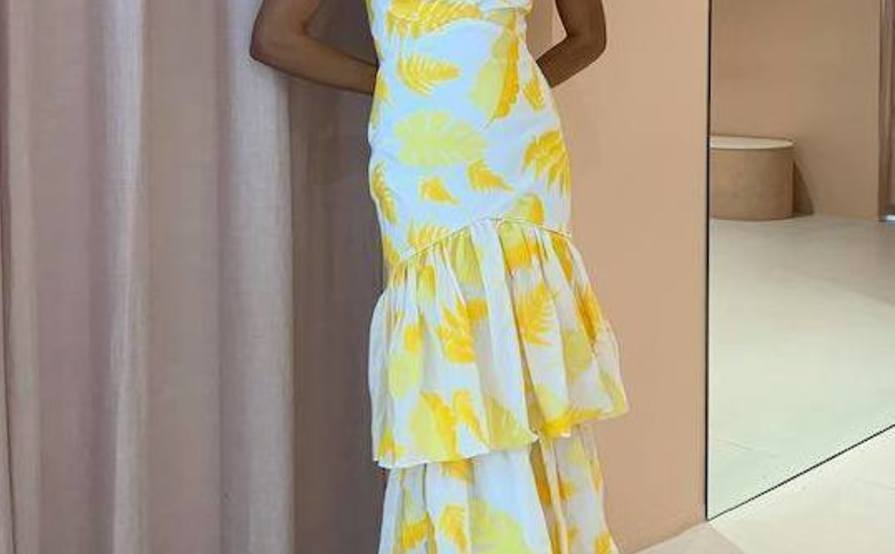 acler bastia dress in golden leaves