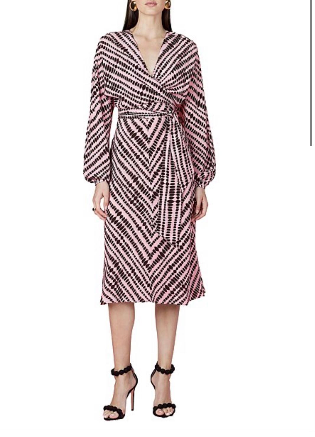 Rebecca Vallance Samir Midi Silk Dress Pink Size 10 The Volte