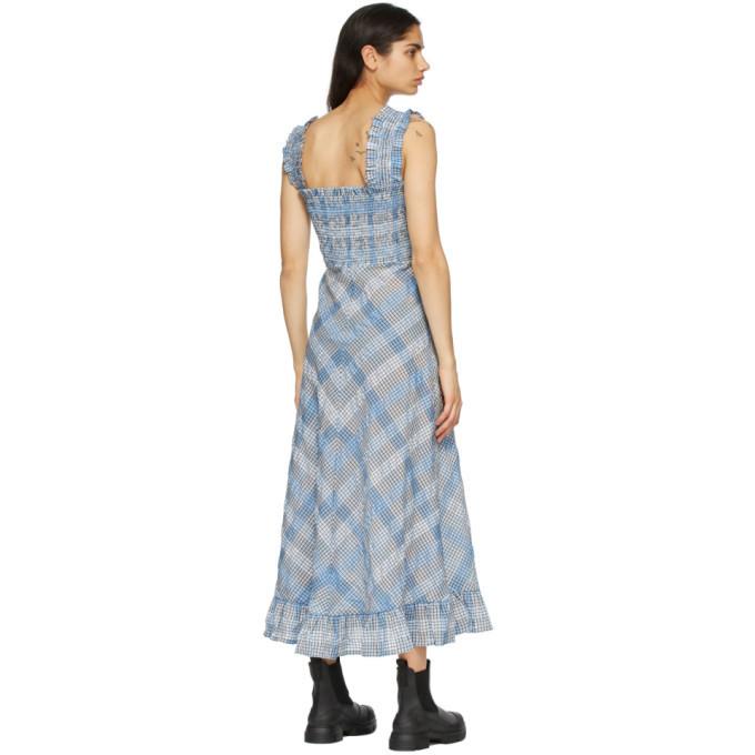 ganni blue silk dress
