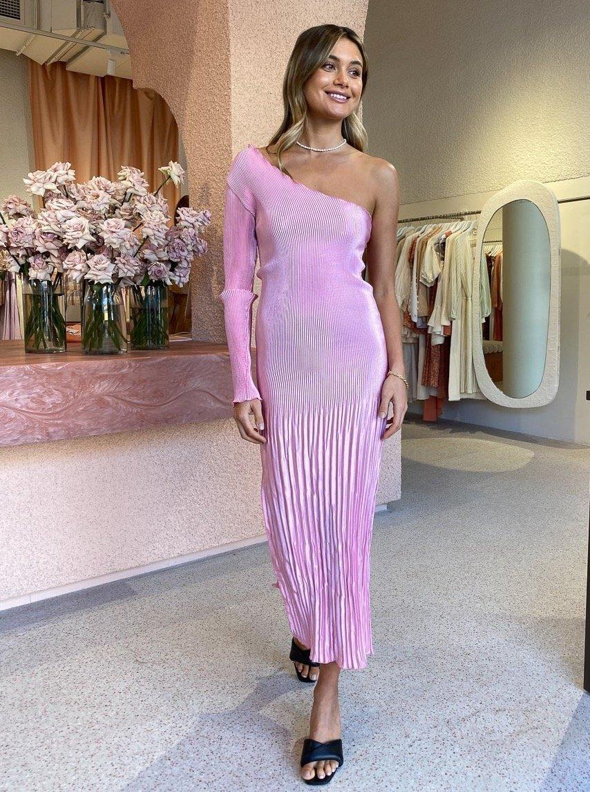 L'Idee Soiree One Shoulder Sleeve Pink Size 6 | The Volte