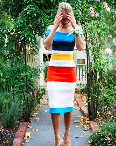 Bermuda Stripe Cut Off Dress by By Johnny for Hire | GlamCorner