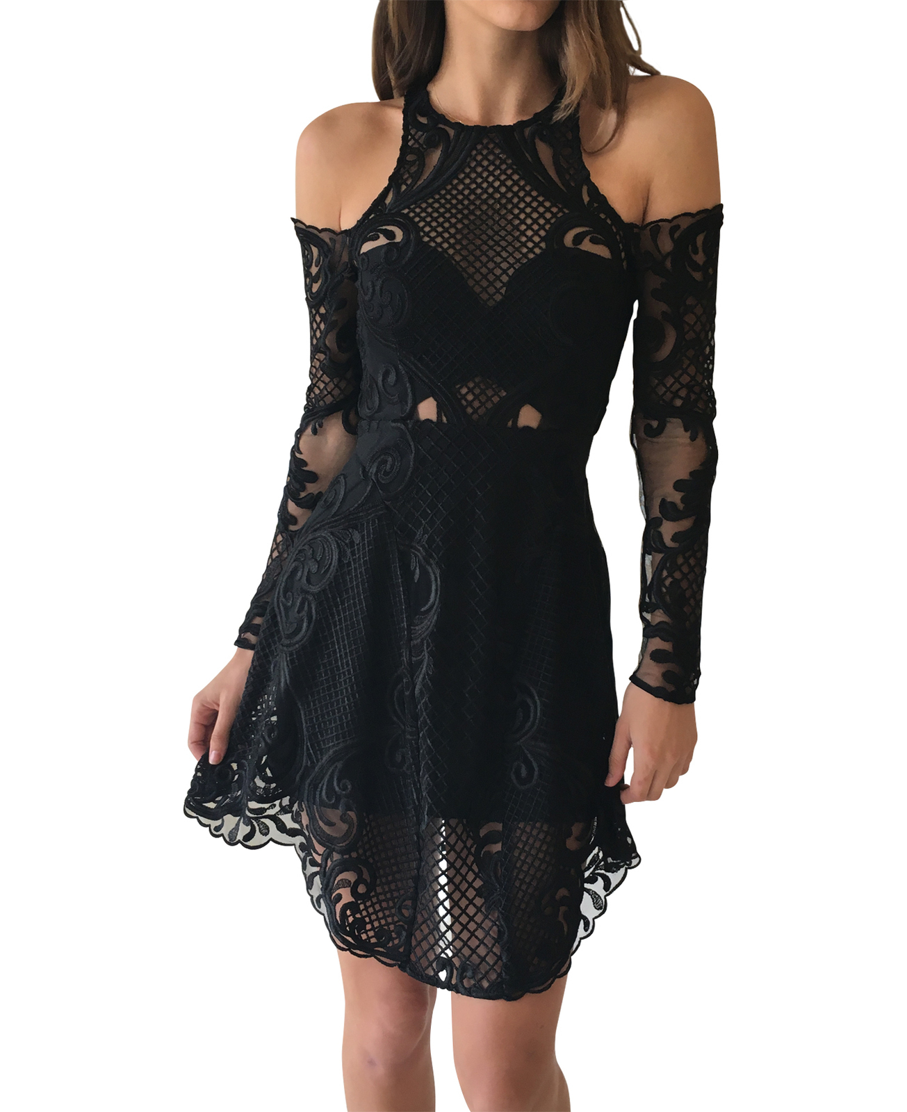 thurley black lace dress