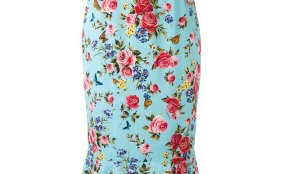 Dolce Gabbana Blue Silk Floral Skirt Size 8 The Volte