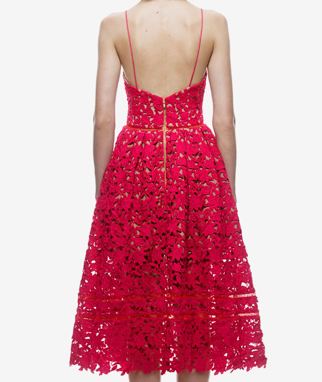 Self Portrait Red Lace Azalea Dress Size 8 The Volte