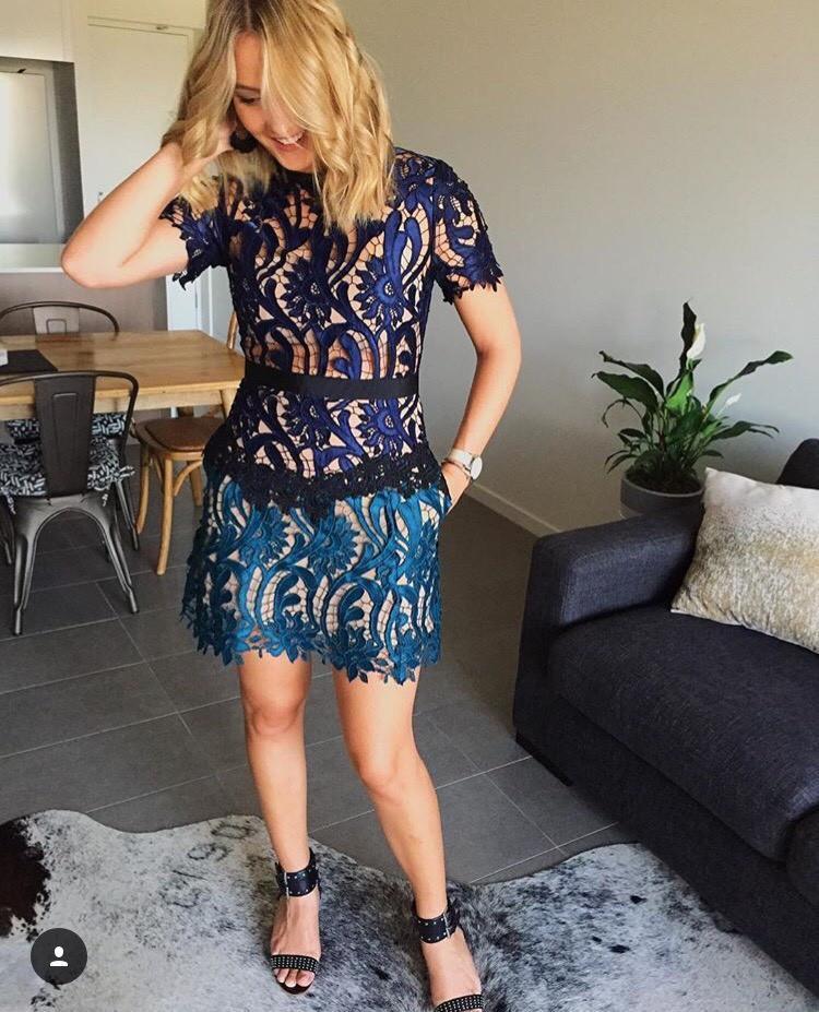 Self Portrait Prairie Mini Dress Blue Size 8 The Volte