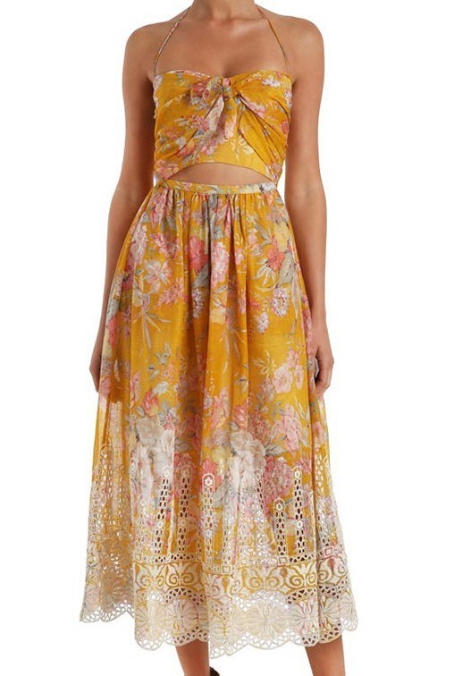 zimmermann confetti tie neck dress